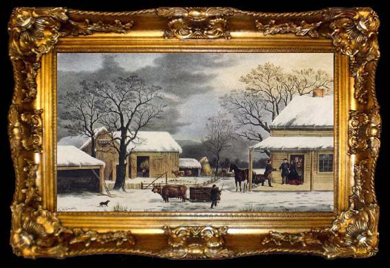 framed  George Durrie Home to Thanksgiving, ta009-2